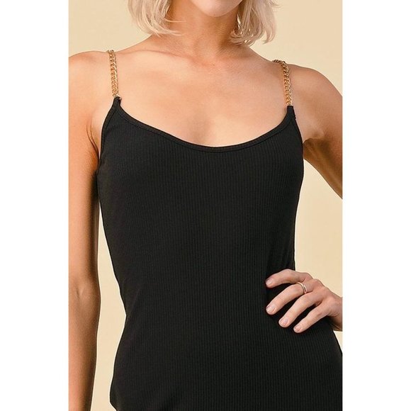 Mila Chain Shoulder Strap Ribbed Midi Dress - Picture 3 of 8